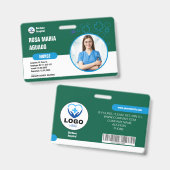 Custom Hospital & Business ID Abzeichen - Green Ca Ausweis (Vorder- & Rückseite)