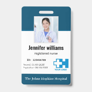 Custom Hospital Employee Logo & Foto blau ID Ausweis