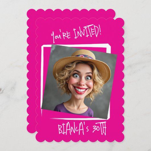 Custom Hot Pink 30. Geburtstag Einladung (Vorne/Hinten)