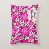 Custom Hot Pink Floral Seamless Pattern  Dekokissen (Vorderseite(Vertikal))