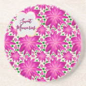 Custom Hot Pink Floral Seamless Pattern  Getränkeuntersetzer (Vorne)