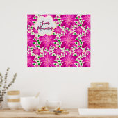 Custom Hot Pink Floral Seamless Pattern  Poster (Küche)