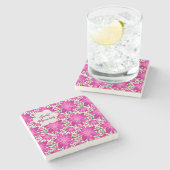 Custom Hot Pink Floral Seamless Pattern  Steinuntersetzer (Seitenansicht)