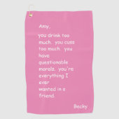 Custom Hot Pink Funny Friend Golf Handtuch (Vorderseite)