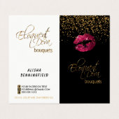 Custom Hot Pink & Gold Confetti Preis & Service Visitenkarten (Außenseite Aufgefaltet)