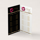 Custom Hot Pink & Gold Confetti Preis & Service Visitenkarten (Innenseite)