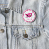 Custom Hot Pink Kitty mit Streifen Button (Beispiel)