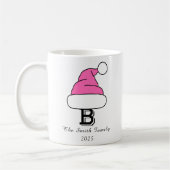 Custom Hot Pink Monogram Family Weihnachten Kaffeetasse (Links)