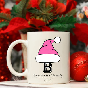 Custom Hot Pink Monogram Family Weihnachten Kaffeetasse
