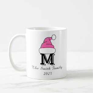 Custom Hot Pink Monogram Family Weihnachten Kaffeetasse