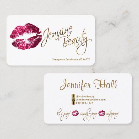 Custom - Hot Roink Glitzer und Gold - White Visitenkarte (Vorne/Hinten)