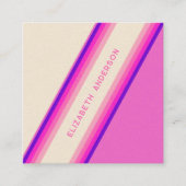 Custom Hot Roink Orange Retro Streifen 70er, 80er Quadratische Visitenkarte (Vorderseite)