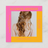 Custom Hot Roink Orange Retro Streifen 70er, 80er Quadratische Visitenkarte (Rückseite)