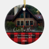 Custom House Foto First Xmas neue Zuhause Familien Keramik Ornament (Vorne)