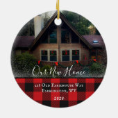 Custom House Foto First Xmas neue Zuhause Familien Keramik Ornament (Hinten)