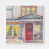 Custom House Number Christmas Hütte Magnet (Vorne)