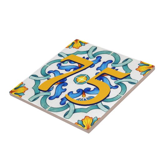 Custom House Number floral Sizilien Keramik Tile Fliese (Seite)