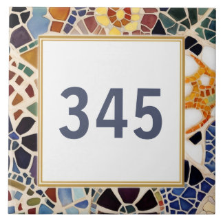 Custom House Number Sign Colorful Spanish Mosaik Fliese