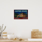 Custom House Peak Crate LabelMonterey, CA Poster (Küche)