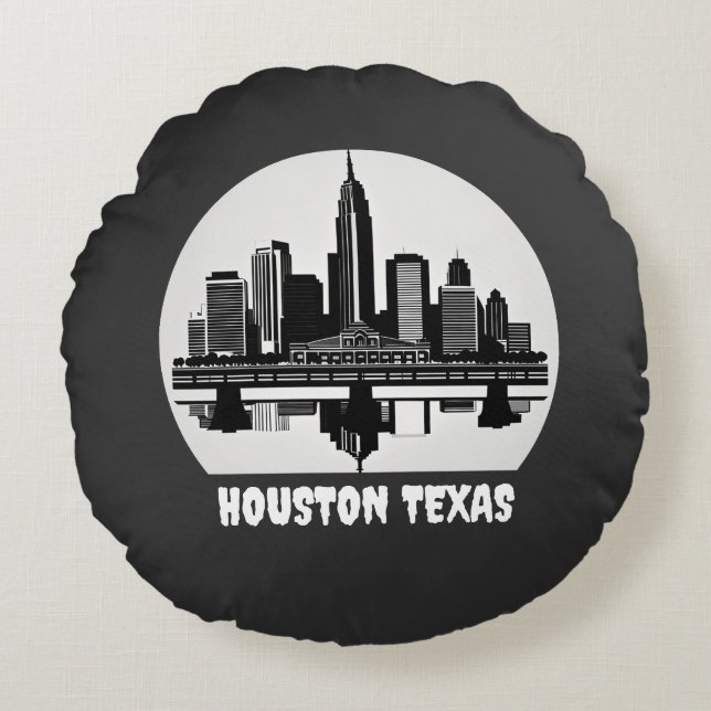Custom Houston Skyline Rundes Kissen (Vorderseite)