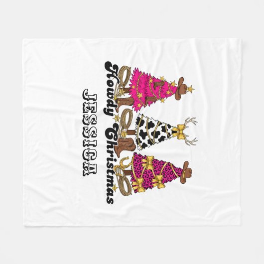 Custom Howdy Christmas Blanket Fleecedecke (Vorderseite (Horizontal))