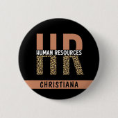 Custom HR Human Resources Leopard Print HR Geschen Button (Vorderseite)