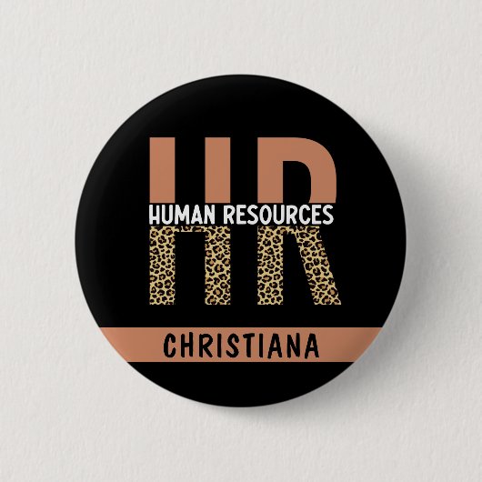 Custom HR Human Resources Leopard Print HR Geschen Button (Vorderseite)