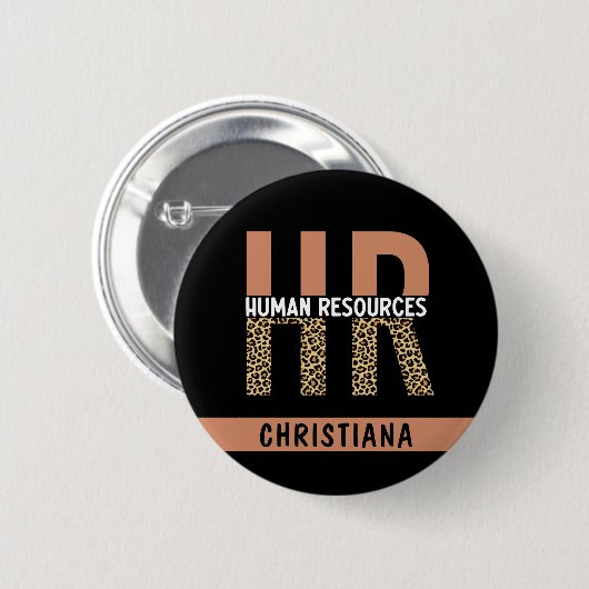 Custom HR Human Resources Leopard Print HR Geschen Button (Vorne & Hinten)