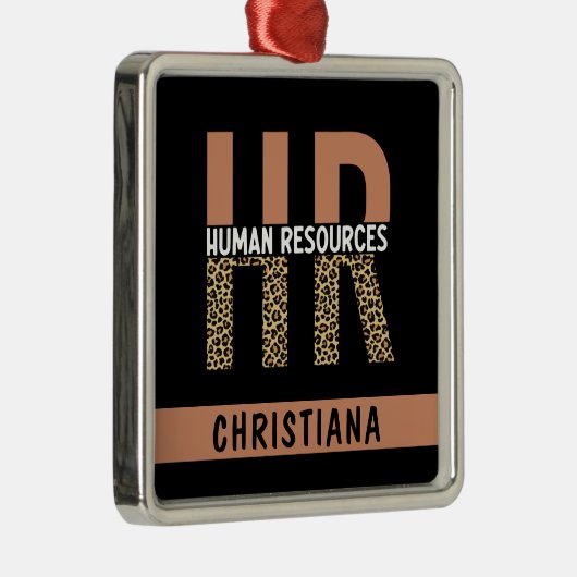 Custom HR Human Resources Leopard Print HR Geschen Ornament Aus Metall (Rechts)
