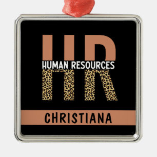 Custom HR Human Resources Leopard Print HR Geschen Ornament Aus Metall