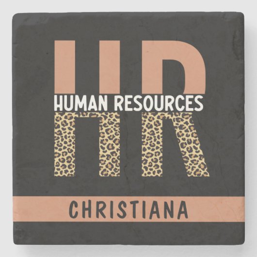 Custom HR Human Resources Leopard Print HR Geschen Steinuntersetzer (Vorderseite)