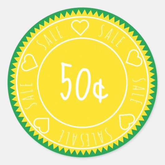 Custom Hright Yellow Green Sale Preis Runder Aufkleber (Vorderseite)