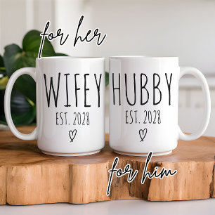 Custom Hubby & Wifey Tasse, Hochzeitsgeschenk für Kaffeetasse