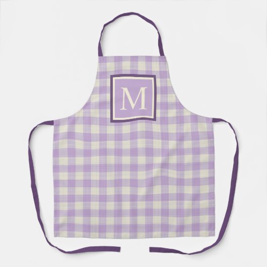 Custom Hübsch Lavender Violet Lila Ivory Gingham Schürze (Vorderseite)
