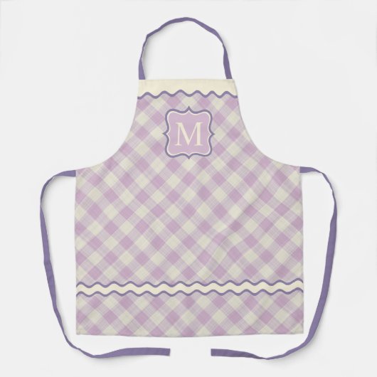 Custom Hübsch Lavender Violet Lila Ivory Gingham Schürze (Vorderseite)