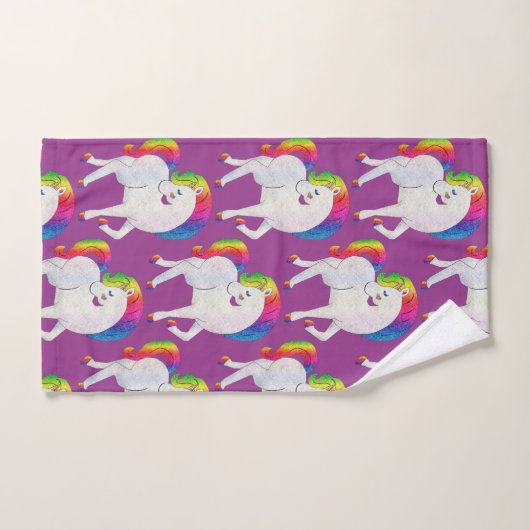 Custom Hübsch Pink Lila Aquamarin Blue Unicorn Badhandtuch Set (Handtuch)