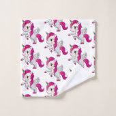 Custom Hübsch Pink Lila Weiß Regenbogen Einhorn Badhandtuch Set (Waschlappen)