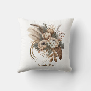 Custom Hübsch Watercolor Boho Beige Floral Kissen