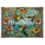 Custom Humming Birds Glass Cutting Board Schneidebrett (Vorderseite)