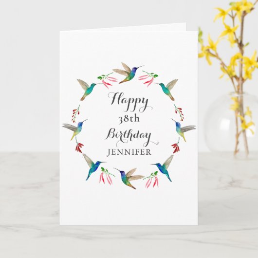Custom Hummingbird Birthday Karte (Gelbe Blume)