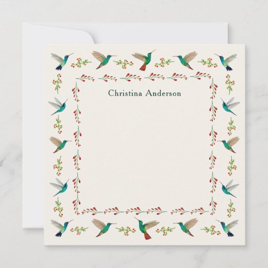 Custom Hummingbird Border Mitteilungskarte (Vorderseite)