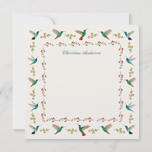 Custom Hummingbird Border Mitteilungskarte (Vorderseite)