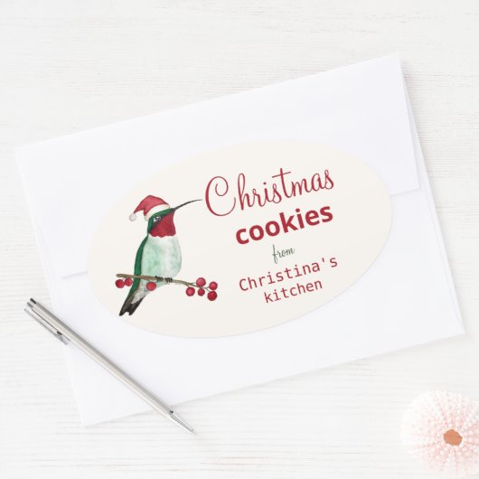Custom Hummingbird Christmas Cookies Ovaler Aufkleber (Umschlag)