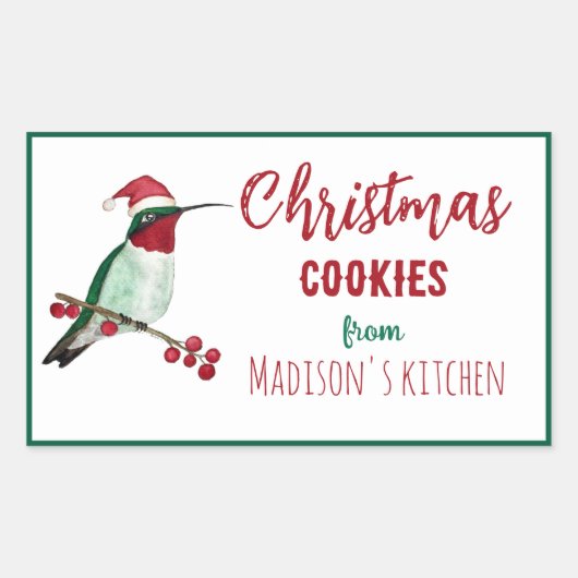Custom Hummingbird Christmas Cookies Rechteckiger Aufkleber (Vorderseite)