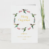 Custom Hummingbird Christmas Foil Holiday Card (Vorderseite)