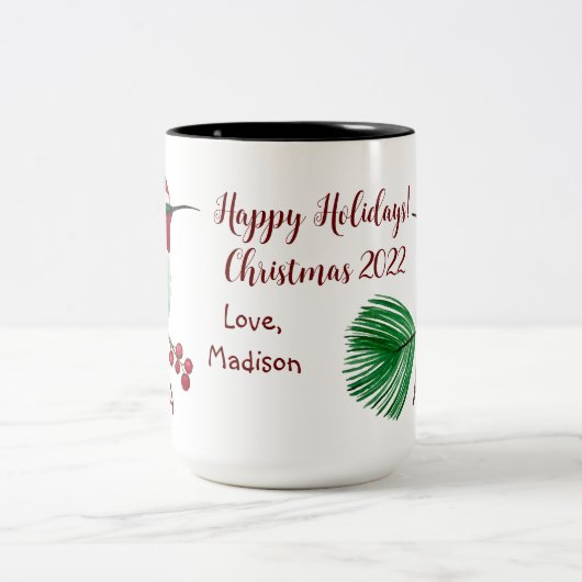 Custom Hummingbird Christmas Zweifarbige Tasse (Mittel)