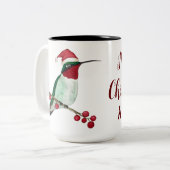 Custom Hummingbird Frohe Weihnachten Zweifarbige Tasse (Vorderseite Links)