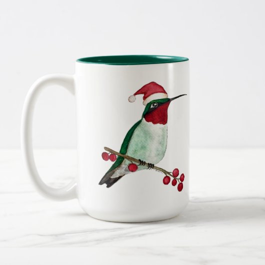 Custom Hummingbird Frohe Weihnachten Zweifarbige Tasse (Links)