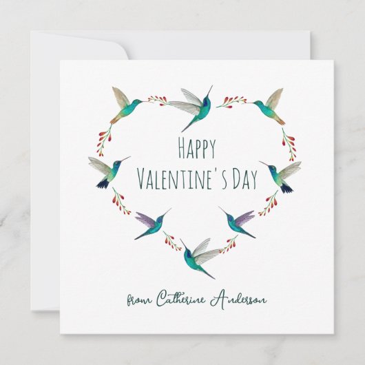 Custom Hummingbird Heart Feiertagskarte (Vorderseite)