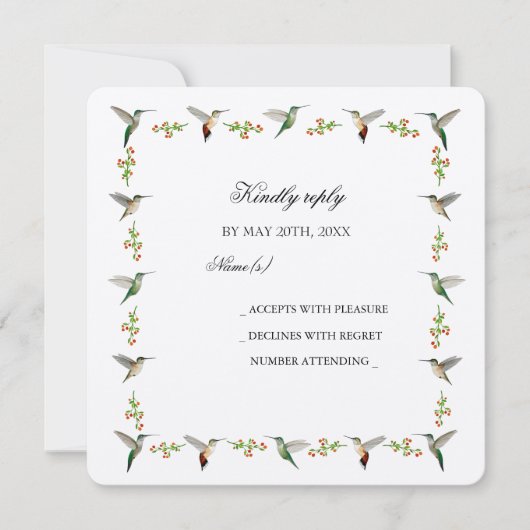 Custom Hummingbird RSVP Card (Vorderseite)